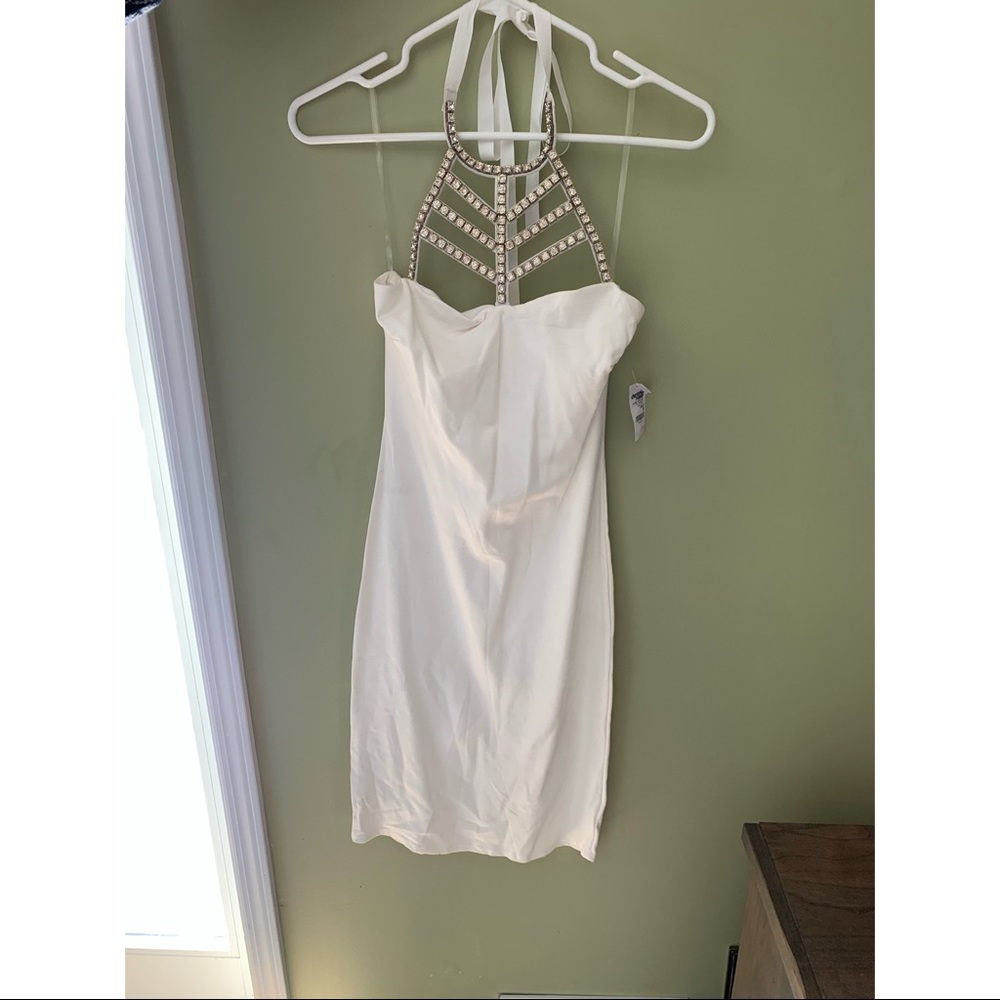 White rhinestone bodycon dress - new with tags!